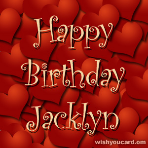 happy birthday Jacklyn hearts card