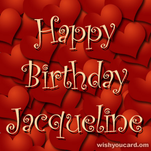 happy birthday Jacqueline hearts card