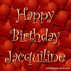 happy birthday Jacquiline hearts card