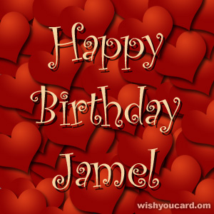 happy birthday Jamel hearts card