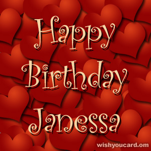 happy birthday Janessa hearts card