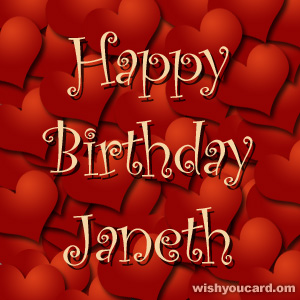 happy birthday Janeth hearts card