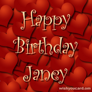 happy birthday Janey hearts card