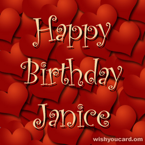 happy birthday Janice hearts card