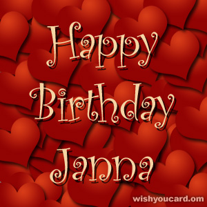 happy birthday Janna hearts card