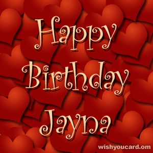 happy birthday Jayna hearts card