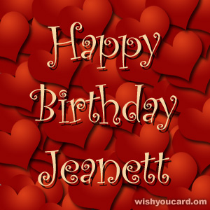 happy birthday Jeanett hearts card