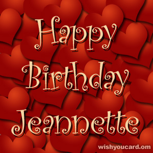 happy birthday Jeannette hearts card