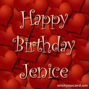 happy birthday Jenice hearts card
