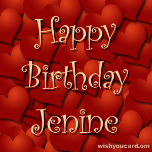 happy birthday Jenine hearts card