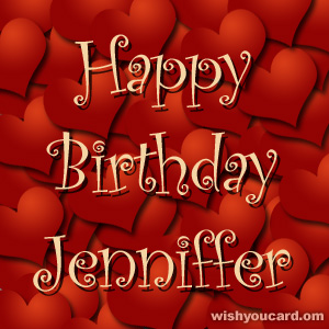 happy birthday Jenniffer hearts card