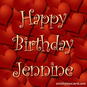 happy birthday Jennine hearts card