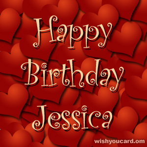 happy birthday Jessica hearts card