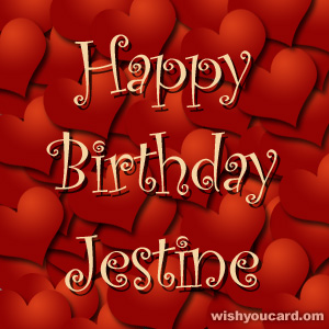 happy birthday Jestine hearts card