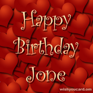 happy birthday Jone hearts card