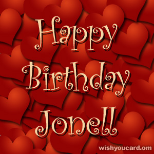 happy birthday Jonell hearts card