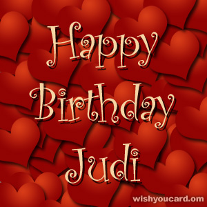 happy birthday Judi hearts card