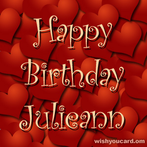 happy birthday Julieann hearts card