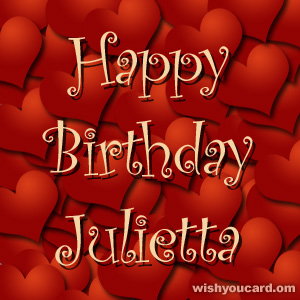 happy birthday Julietta hearts card