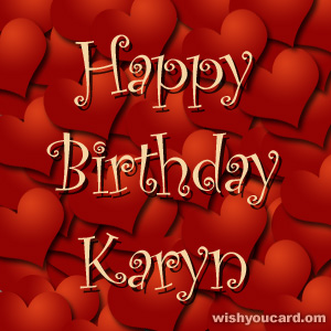 happy birthday Karyn hearts card