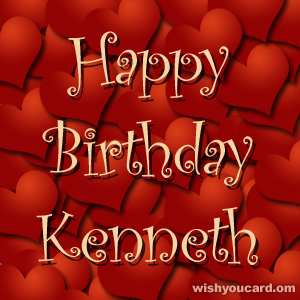 happy birthday Kenneth hearts card
