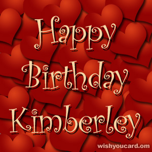 happy birthday Kimberley hearts card