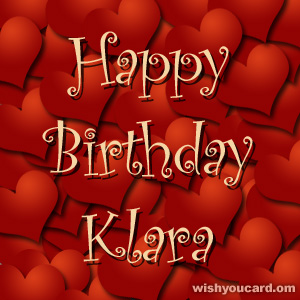 happy birthday Klara hearts card