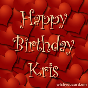 happy birthday Kris hearts card