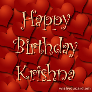 happy birthday Krishna hearts card