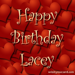 happy birthday Lacey hearts card