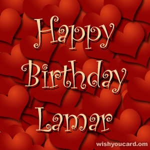 happy birthday Lamar hearts card