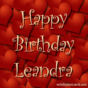 happy birthday Leandra hearts card