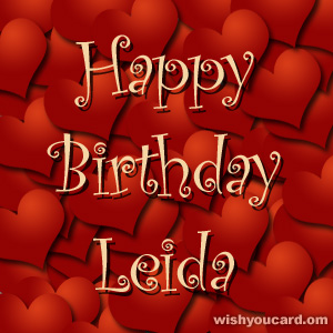 happy birthday Leida hearts card