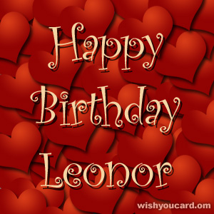 happy birthday Leonor hearts card