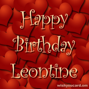 happy birthday Leontine hearts card