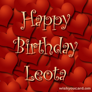 happy birthday Leota hearts card