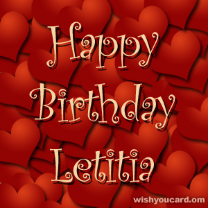 happy birthday Letitia hearts card