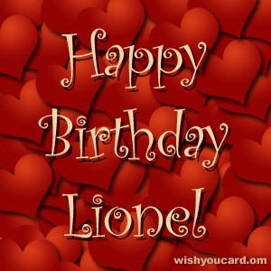 happy birthday Lionel hearts card