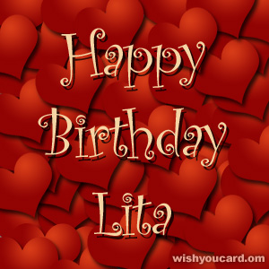 happy birthday Lita hearts card