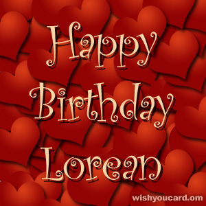 happy birthday Lorean hearts card