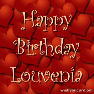 happy birthday Louvenia hearts card