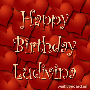 happy birthday Ludivina hearts card