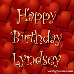 happy birthday Lyndsey hearts card