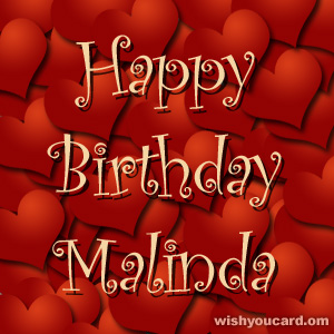 happy birthday Malinda hearts card