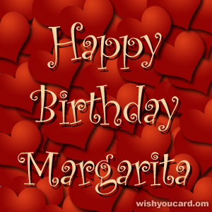 happy birthday Margarita hearts card