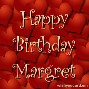 happy birthday Margret hearts card