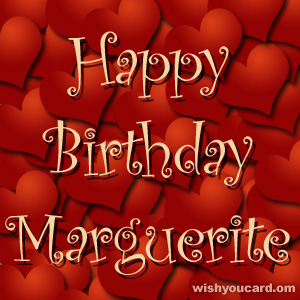 happy birthday Marguerite hearts card