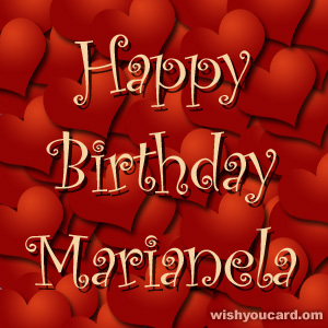 happy birthday Marianela hearts card