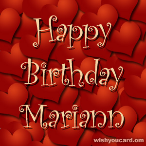 happy birthday Mariann hearts card