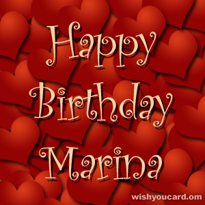 happy birthday Marina hearts card